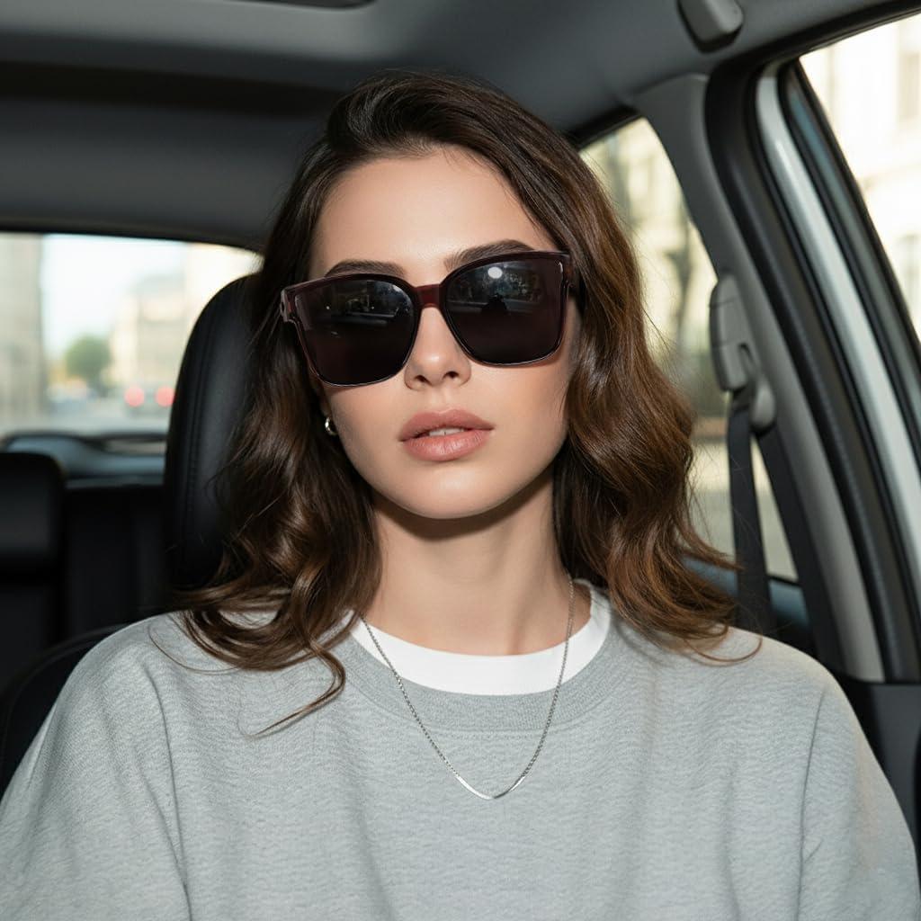 image:imageFEISEDY Polarized Sunglasses Fit Over Glasses for Men Women Oversized Square Sun Glasses UV400 Protection Shades B4187PurpleGray