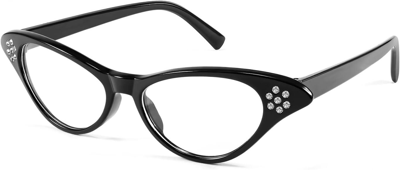 image:imageFEISEDY Cat Eye Costume Glasses with Rhinestones Women amp Kids 50s 60s Classic Party Cateye Sunglasses B2848001 Black Frame