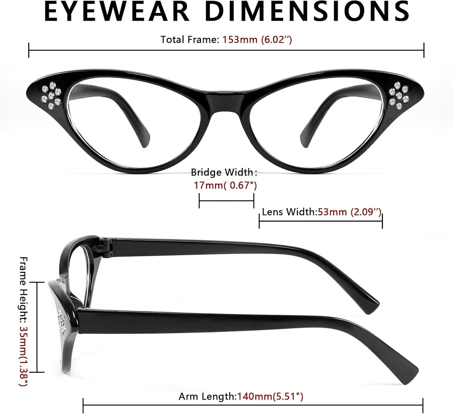 image:imageFEISEDY Cat Eye Costume Glasses with Rhinestones Women amp Kids 50s 60s Classic Party Cateye Sunglasses B2848001 Black Frame
