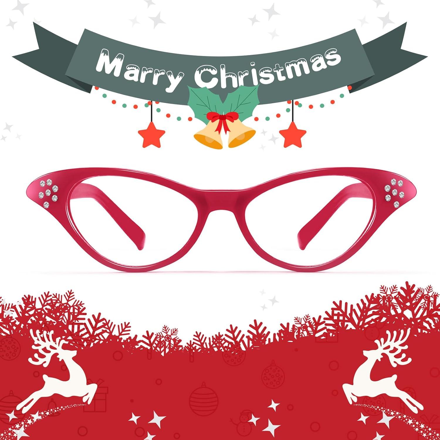 image:imageFEISEDY Cat Eye Costume Glasses with Rhinestones Women amp Kids 50s 60s Classic Party Cateye Sunglasses B2848003 Rose Pink Frame