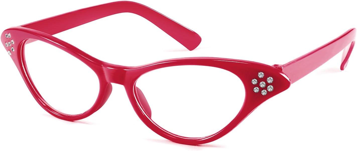 image:imageFEISEDY Cat Eye Costume Glasses with Rhinestones Women amp Kids 50s 60s Classic Party Cateye Sunglasses B2848003 Rose Pink Frame