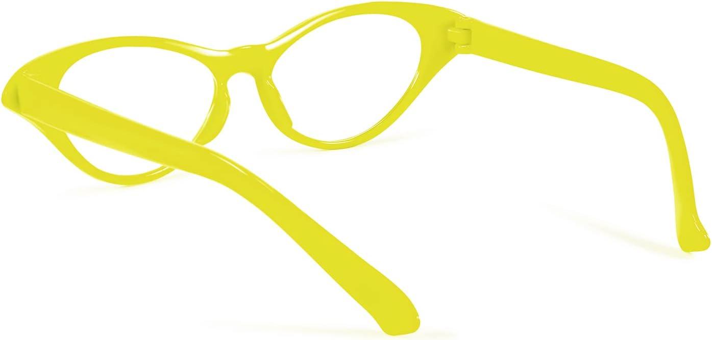 image:imageFEISEDY Cat Eye Costume Glasses with Rhinestones Women amp Kids 50s 60s Classic Party Cateye Sunglasses B2848004 Yellow Frame