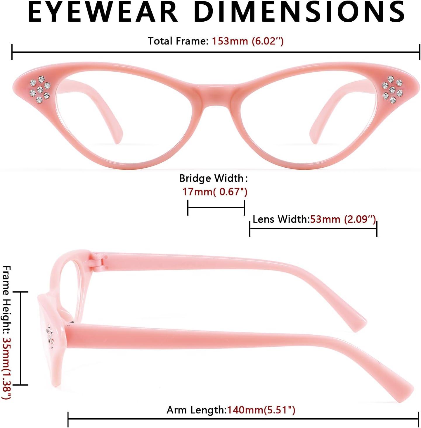 image:imageFEISEDY Cat Eye Costume Glasses with Rhinestones Women amp Kids 50s 60s Classic Party Cateye Sunglasses B2848005 Pink Frame