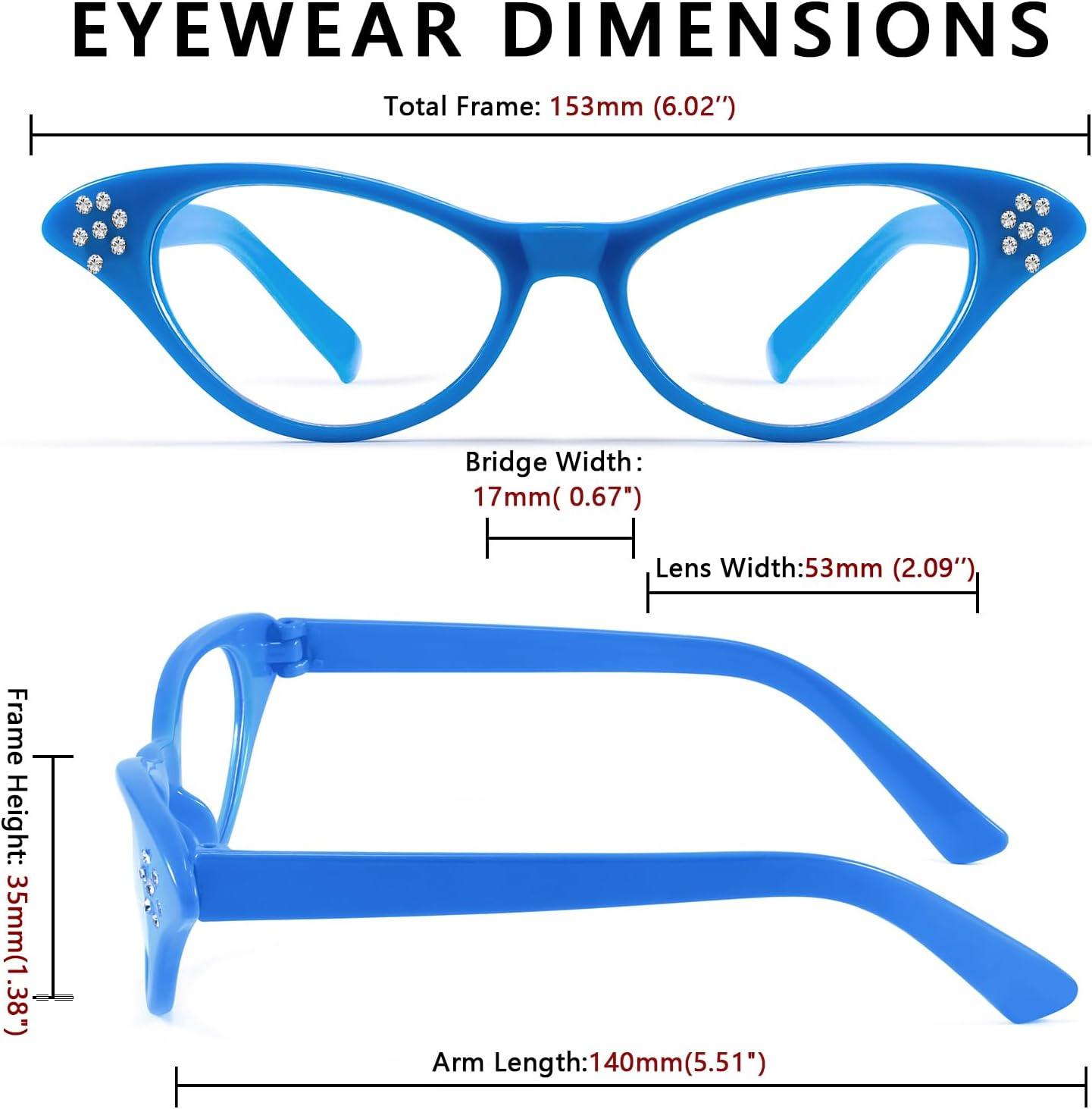 image:imageFEISEDY Cat Eye Costume Glasses with Rhinestones Women amp Kids 50s 60s Classic Party Cateye Sunglasses B2848006 Blue Frame