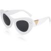 image:imageFEISEDY Oversized Cat Eye Sunglasses for Women Retro Fashion Cateye Sunglasses B2918002 White FrameGray Lens