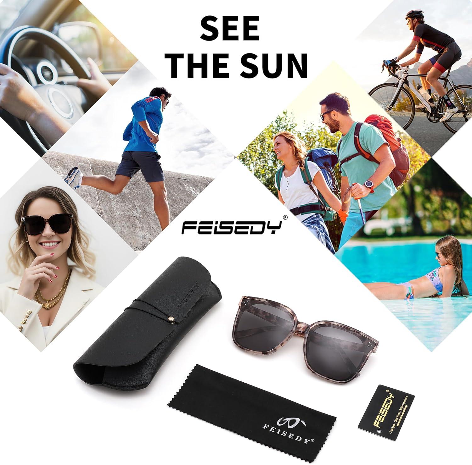image:imageFEISEDY Oversized Polarized Sunglasses UV400 Protection Square Fashion Sun Glasses for Outdoor amp Daily B2600Camouflage Frame