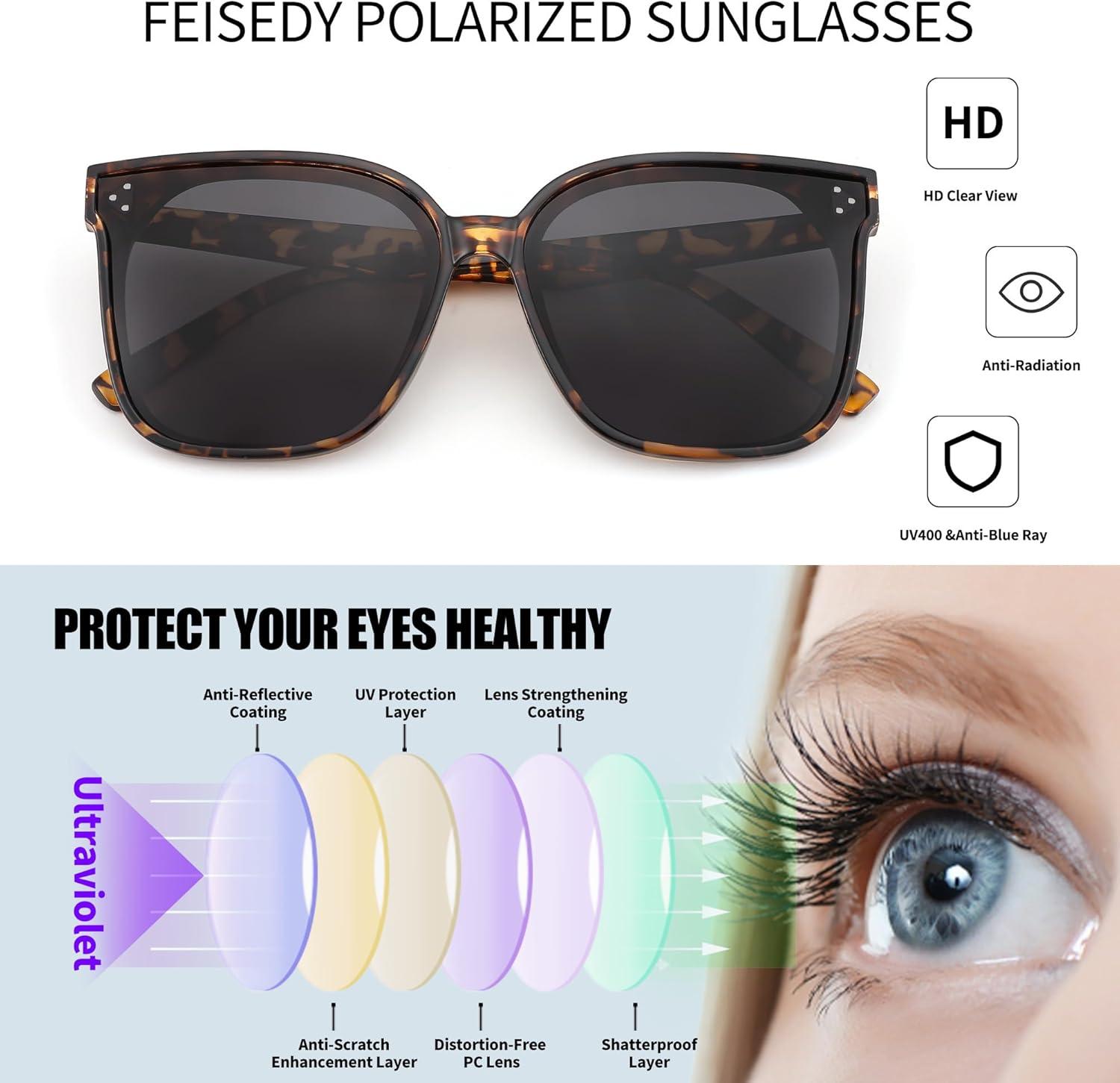 image:imageFEISEDY Oversized Polarized Sunglasses UV400 Protection Square Fashion Sun Glasses for Outdoor amp Daily B2600Camouflage Frame