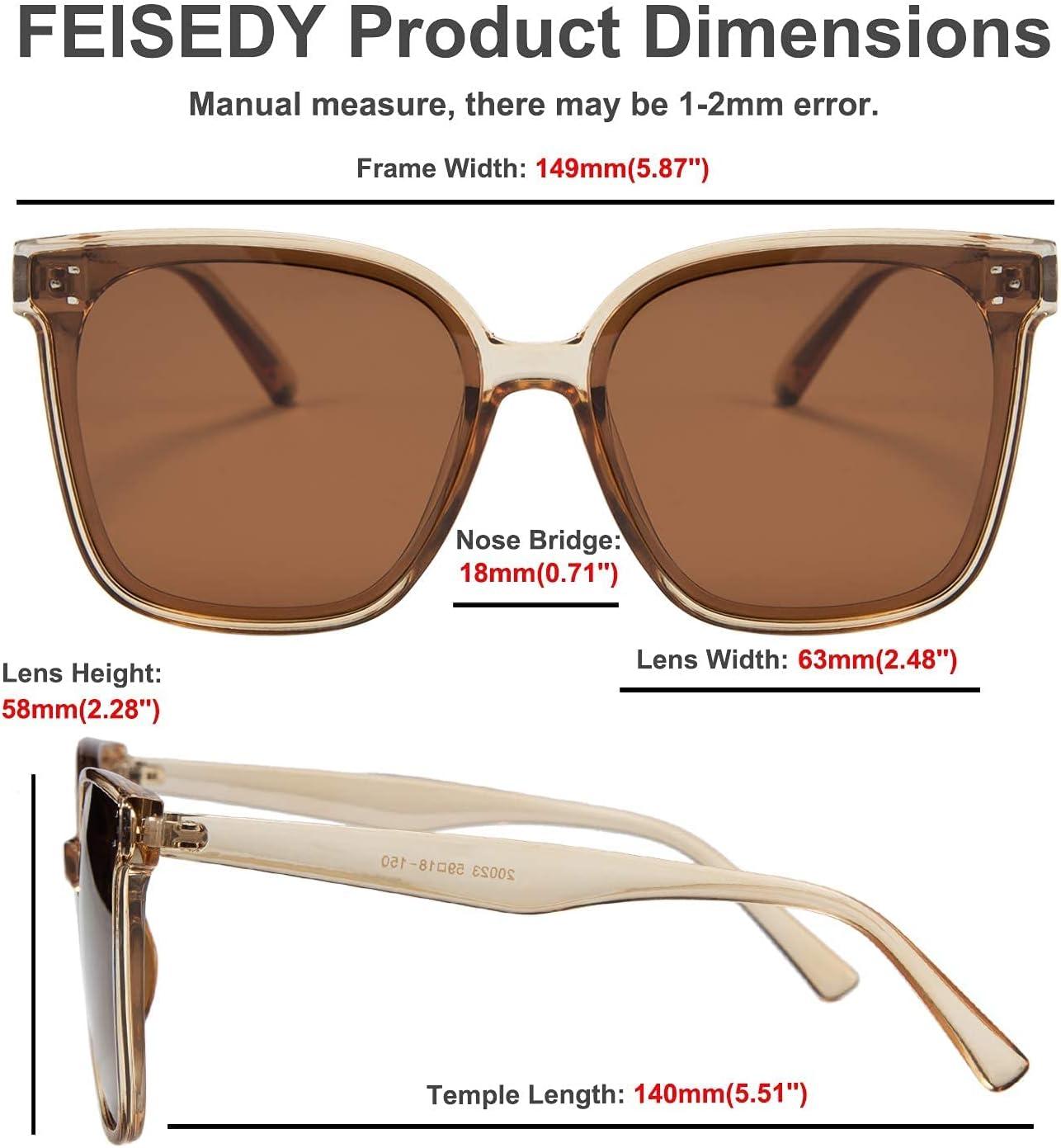 image:imageFEISEDY Oversized Polarized Sunglasses UV400 Protection Square Fashion Sun Glasses for Outdoor amp Daily B2600Champagne Crystal
