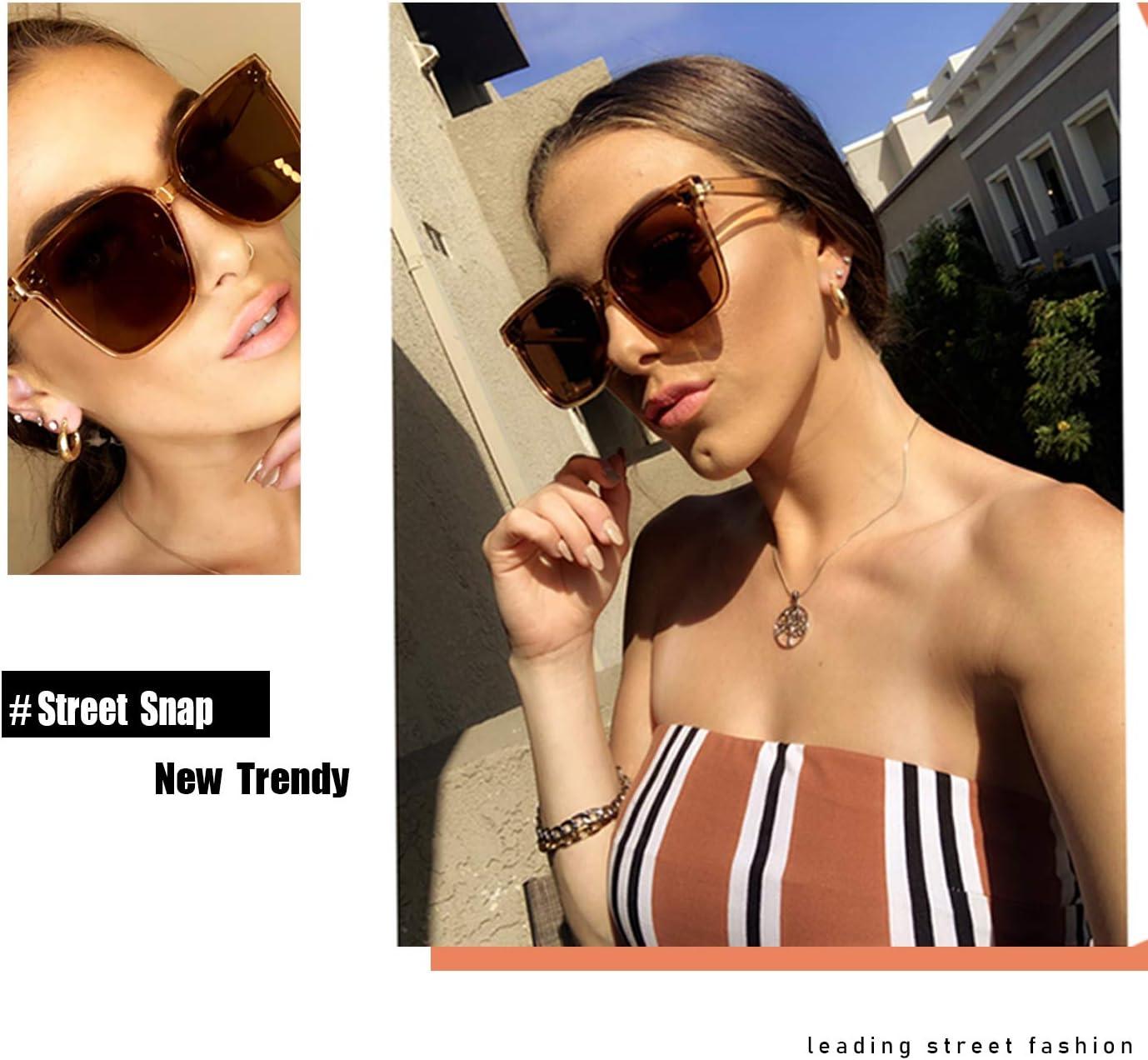 image:imageFEISEDY Oversized Polarized Sunglasses UV400 Protection Square Fashion Sun Glasses for Outdoor amp Daily B2600Champagne Crystal