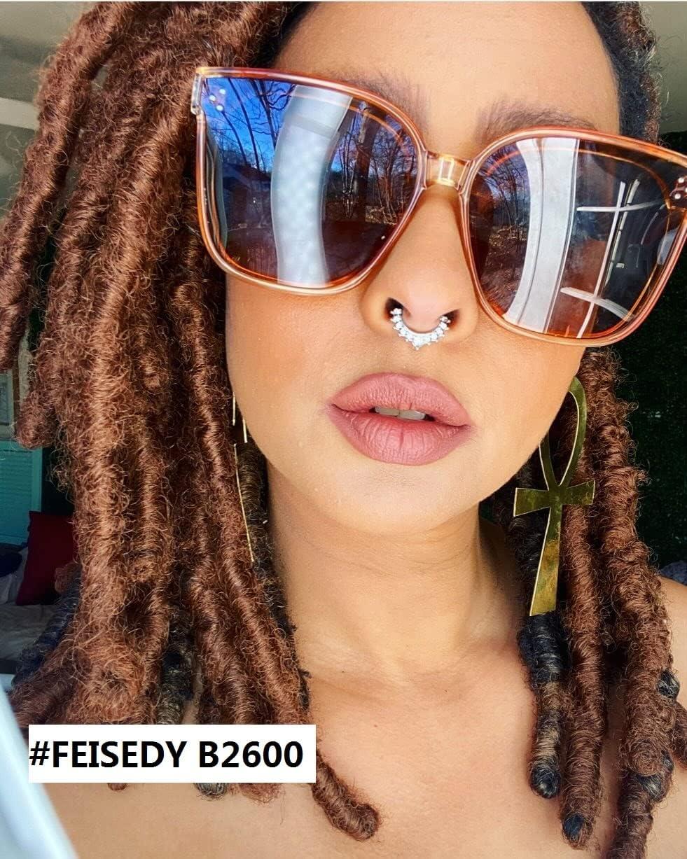 image:imageFEISEDY Oversized Polarized Sunglasses UV400 Protection Square Fashion Sun Glasses for Outdoor amp Daily B2600Champagne Crystal
