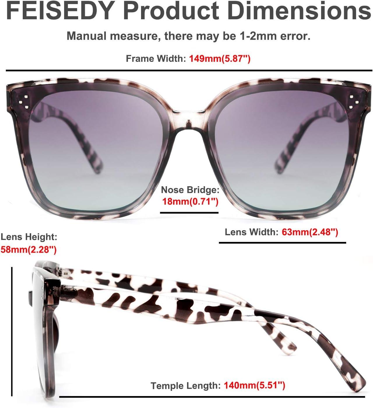 image:imageFEISEDY Oversized Polarized Sunglasses UV400 Protection Square Fashion Sun Glasses for Outdoor amp Daily B2600Clear Grey Leopard