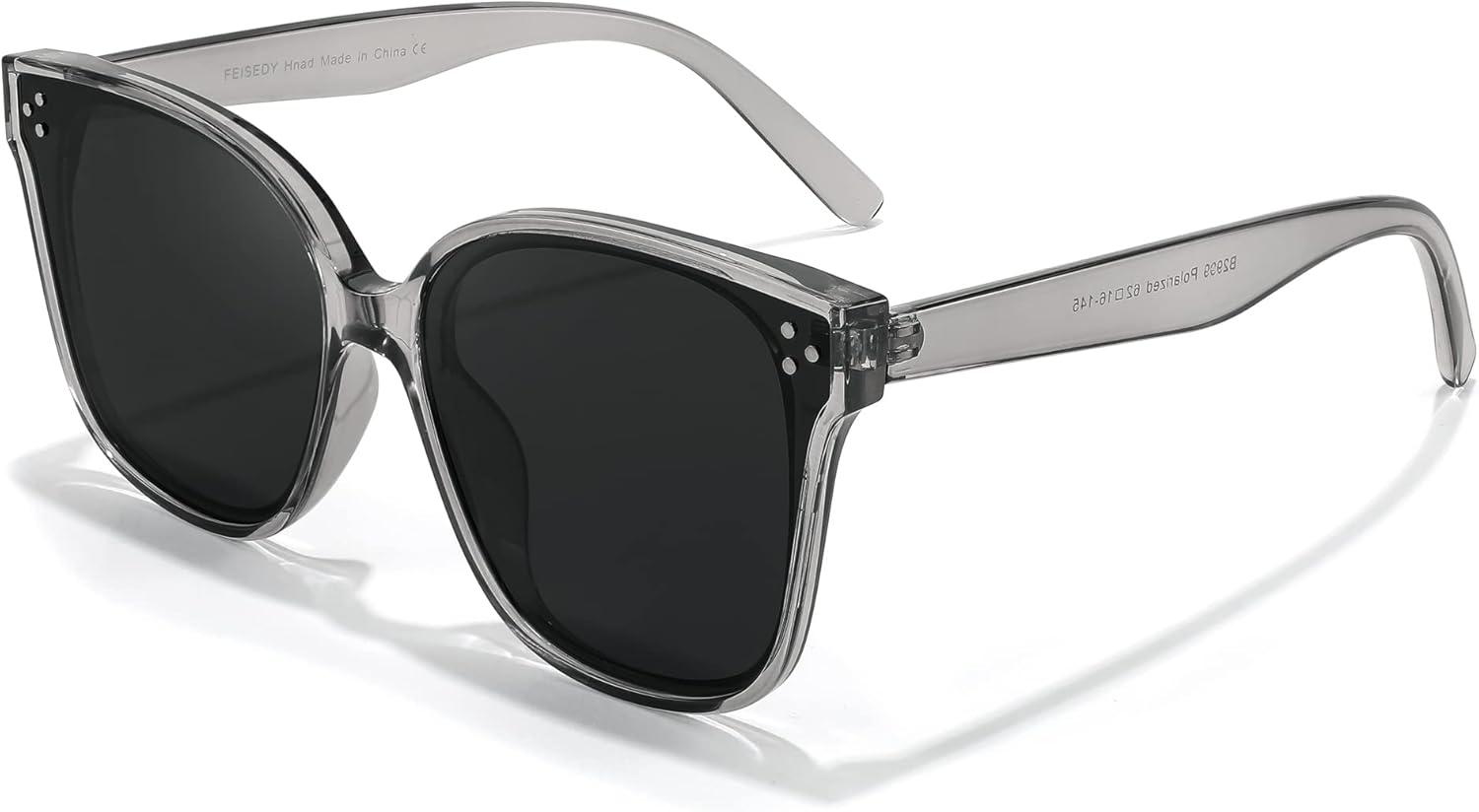image:imageFEISEDY Oversized Polarized Sunglasses UV400 Protection Square Fashion Sun Glasses for Outdoor amp Daily B2600Gray Diamond