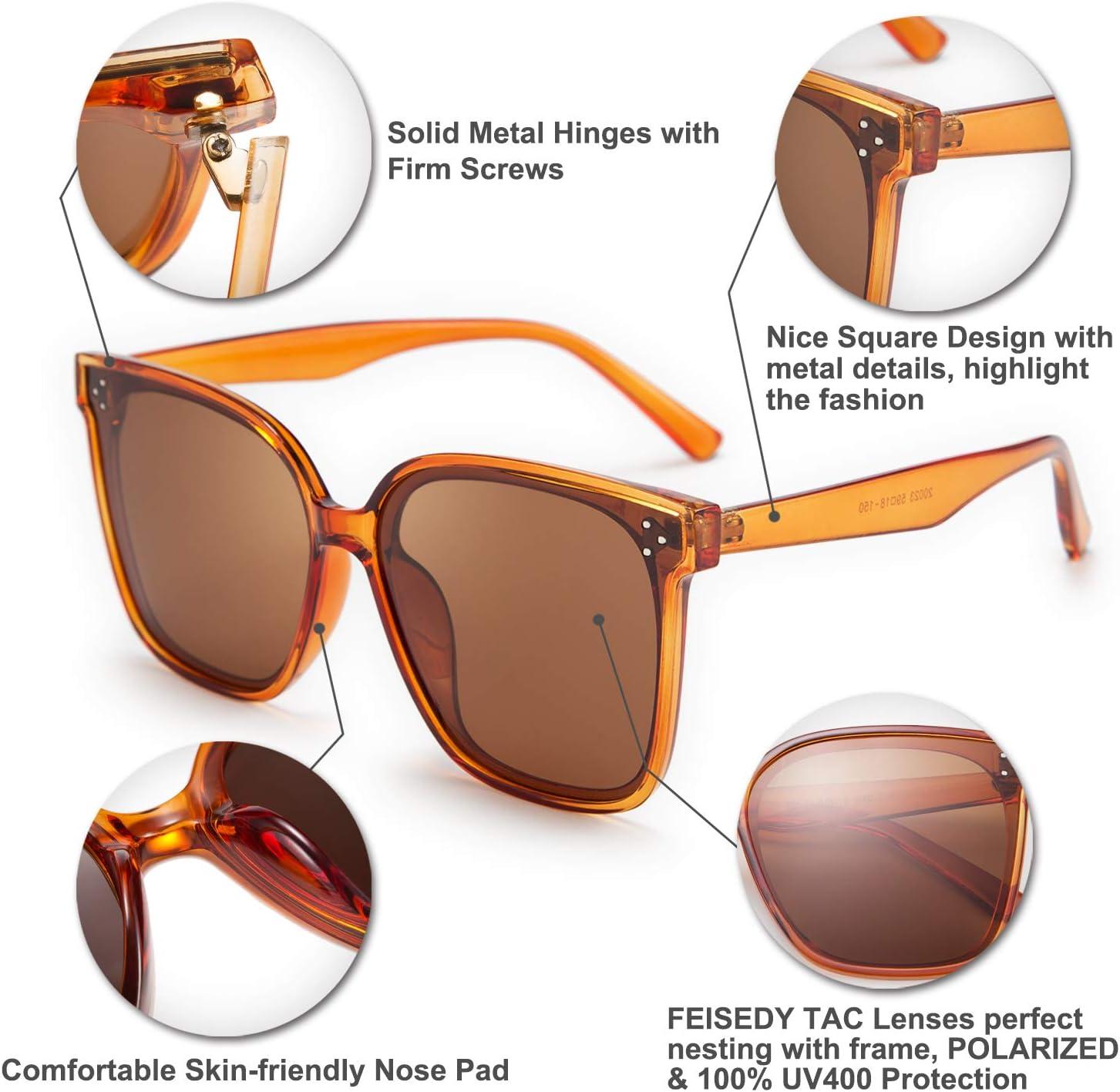 image:imageFEISEDY Oversized Polarized Sunglasses UV400 Protection Square Fashion Sun Glasses for Outdoor amp Daily B2600Jacinth