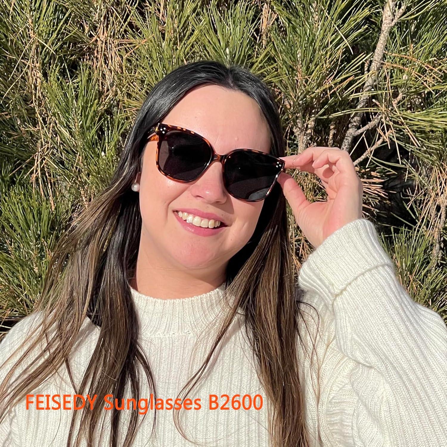 image:imageFEISEDY Oversized Polarized Sunglasses UV400 Protection Square Fashion Sun Glasses for Outdoor amp Daily B2600Leopard Frame Grey Lens
