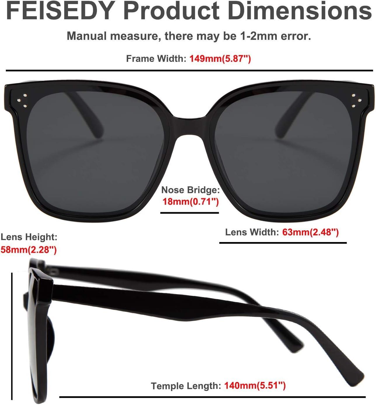 image:imageFEISEDY Oversized Polarized Sunglasses UV400 Protection Square Fashion Sun Glasses for Outdoor amp Daily B2600Obsidian