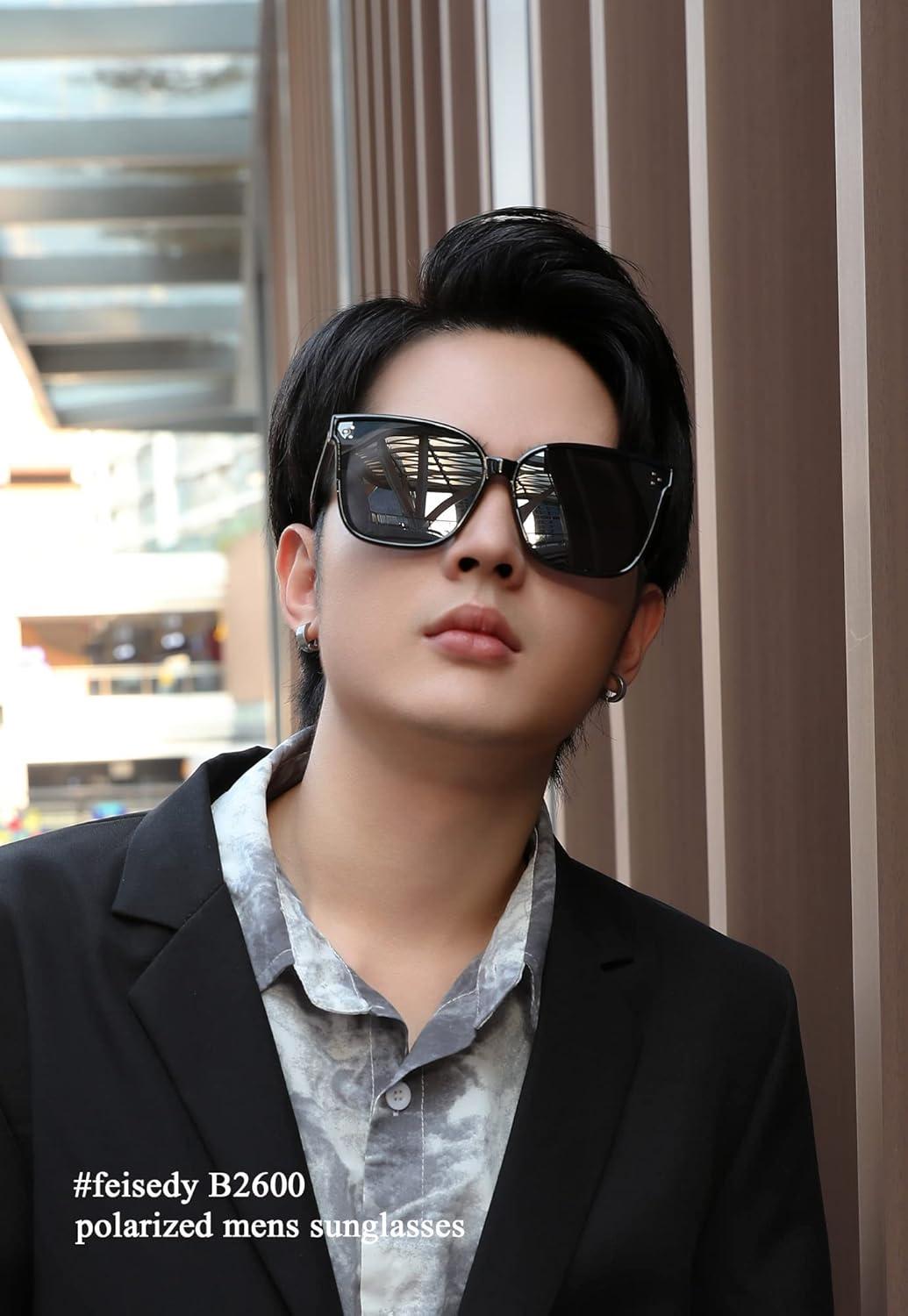 image:imageFEISEDY Oversized Polarized Sunglasses UV400 Protection Square Fashion Sun Glasses for Outdoor amp Daily B2600Obsidian