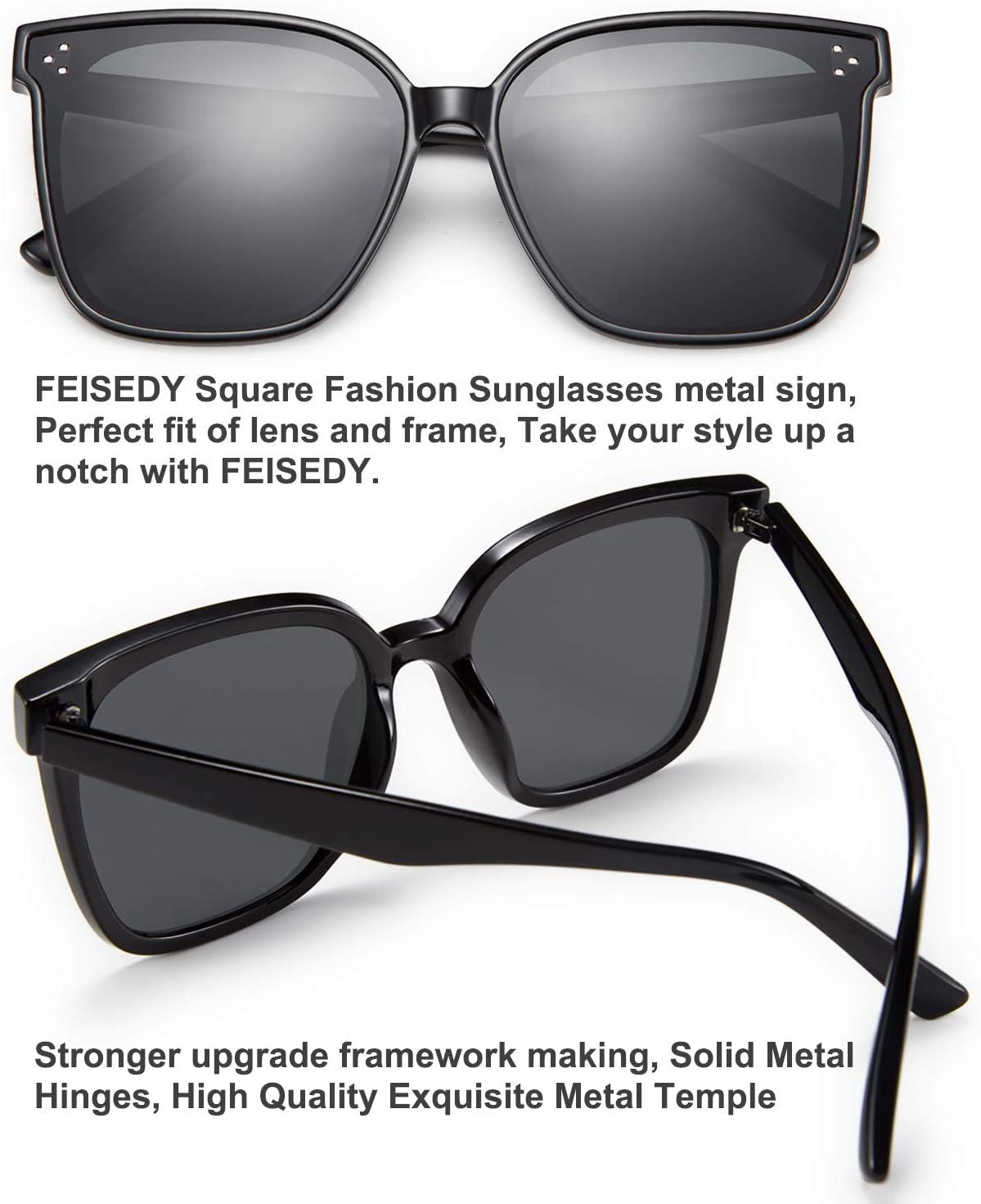 image:imageFEISEDY Oversized Polarized Sunglasses UV400 Protection Square Fashion Sun Glasses for Outdoor amp Daily B2600Obsidian