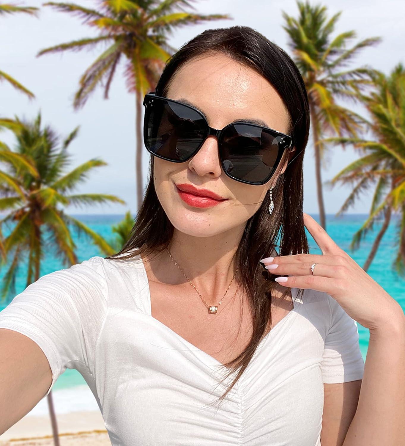 image:imageFEISEDY Oversized Polarized Sunglasses UV400 Protection Square Fashion Sun Glasses for Outdoor amp Daily B2600Obsidian
