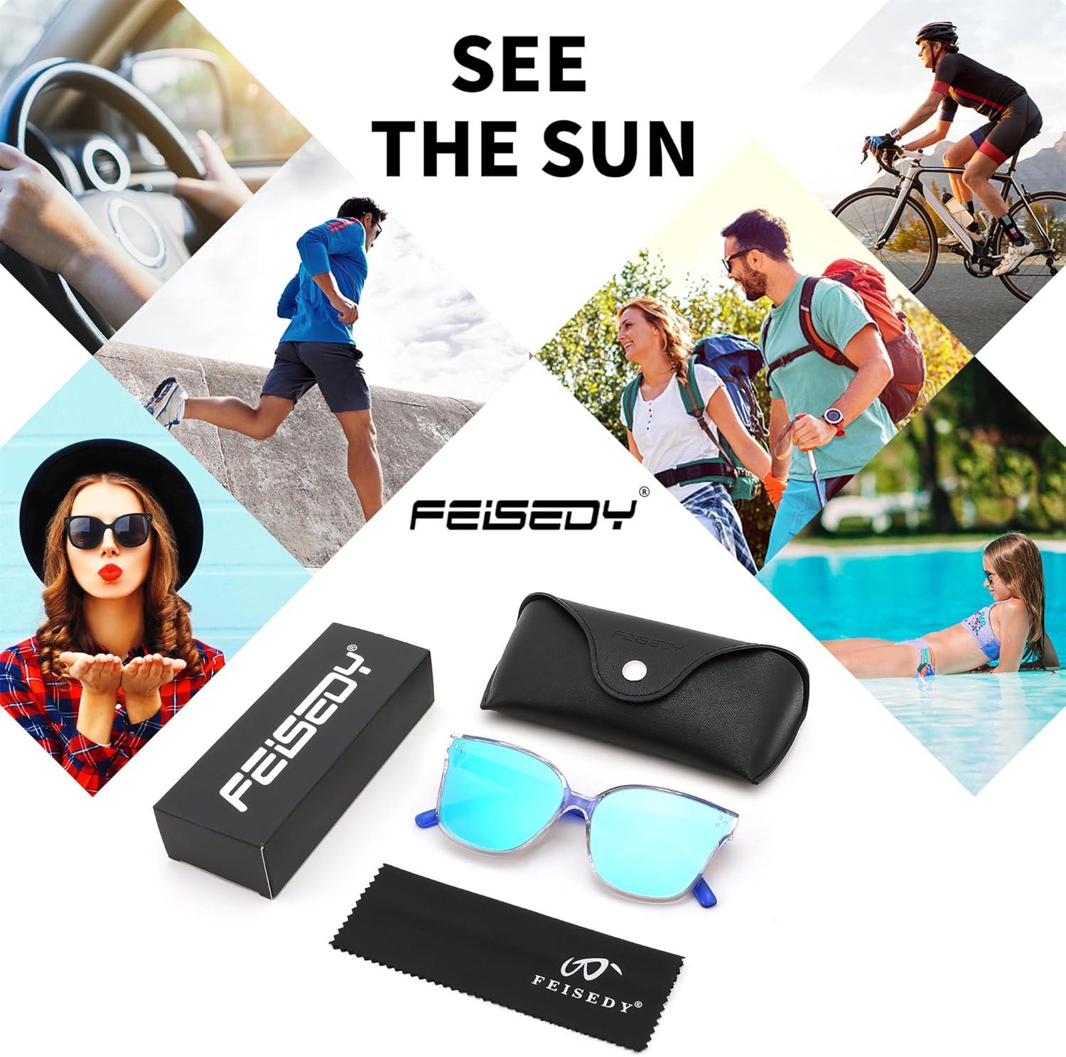 image:imageFEISEDY Oversized Polarized Sunglasses UV400 Protection Square Fashion Sun Glasses for Outdoor amp Daily B2600Transparentblue