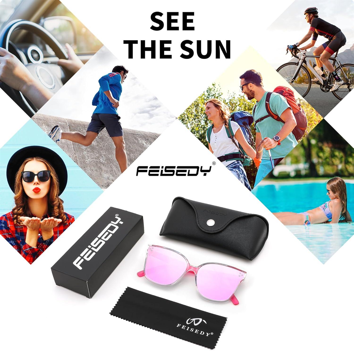 image:imageFEISEDY Oversized Polarized Sunglasses UV400 Protection Square Fashion Sun Glasses for Outdoor amp Daily B2600Transparentpink