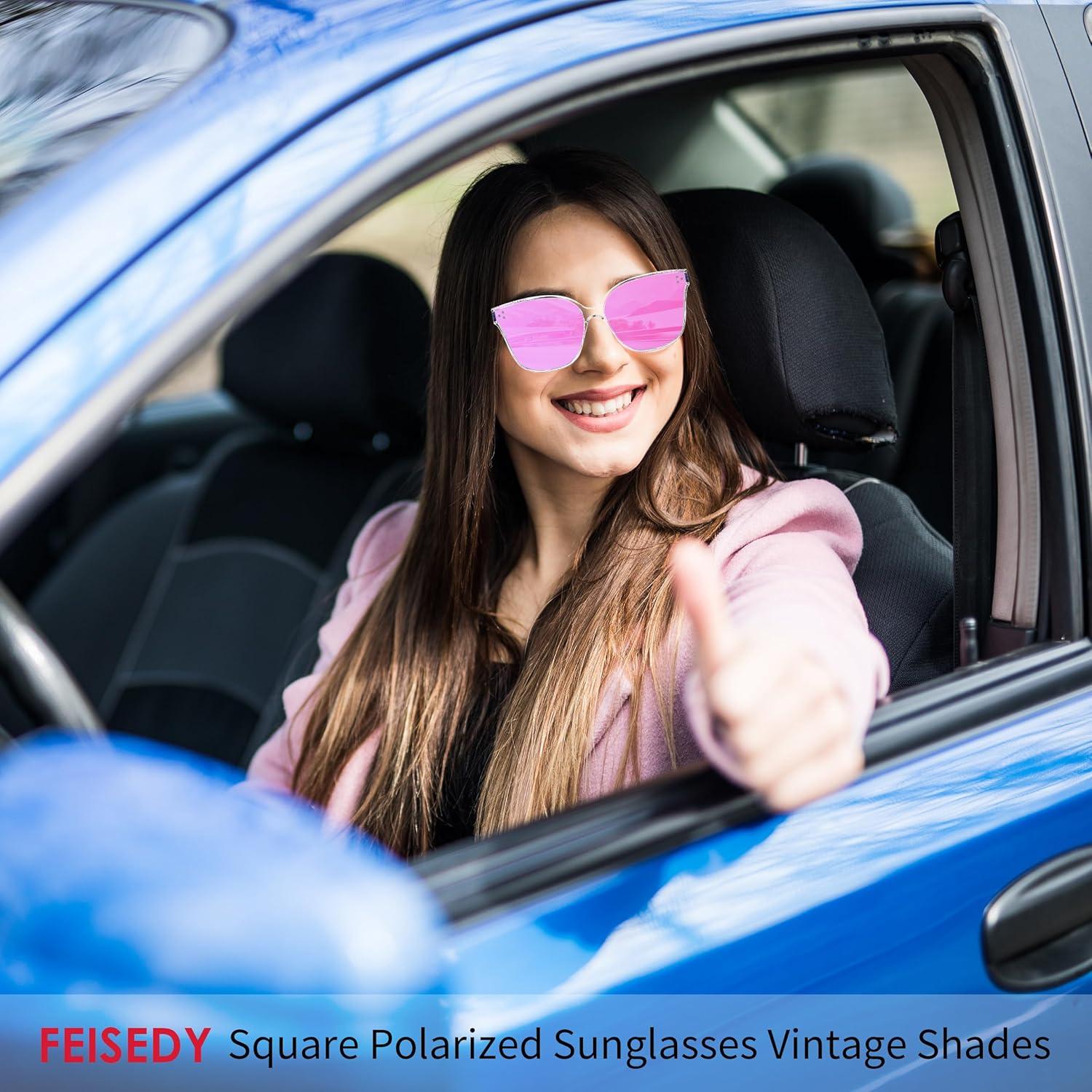 image:imageFEISEDY Oversized Polarized Sunglasses UV400 Protection Square Fashion Sun Glasses for Outdoor amp Daily B2600Transparentpink