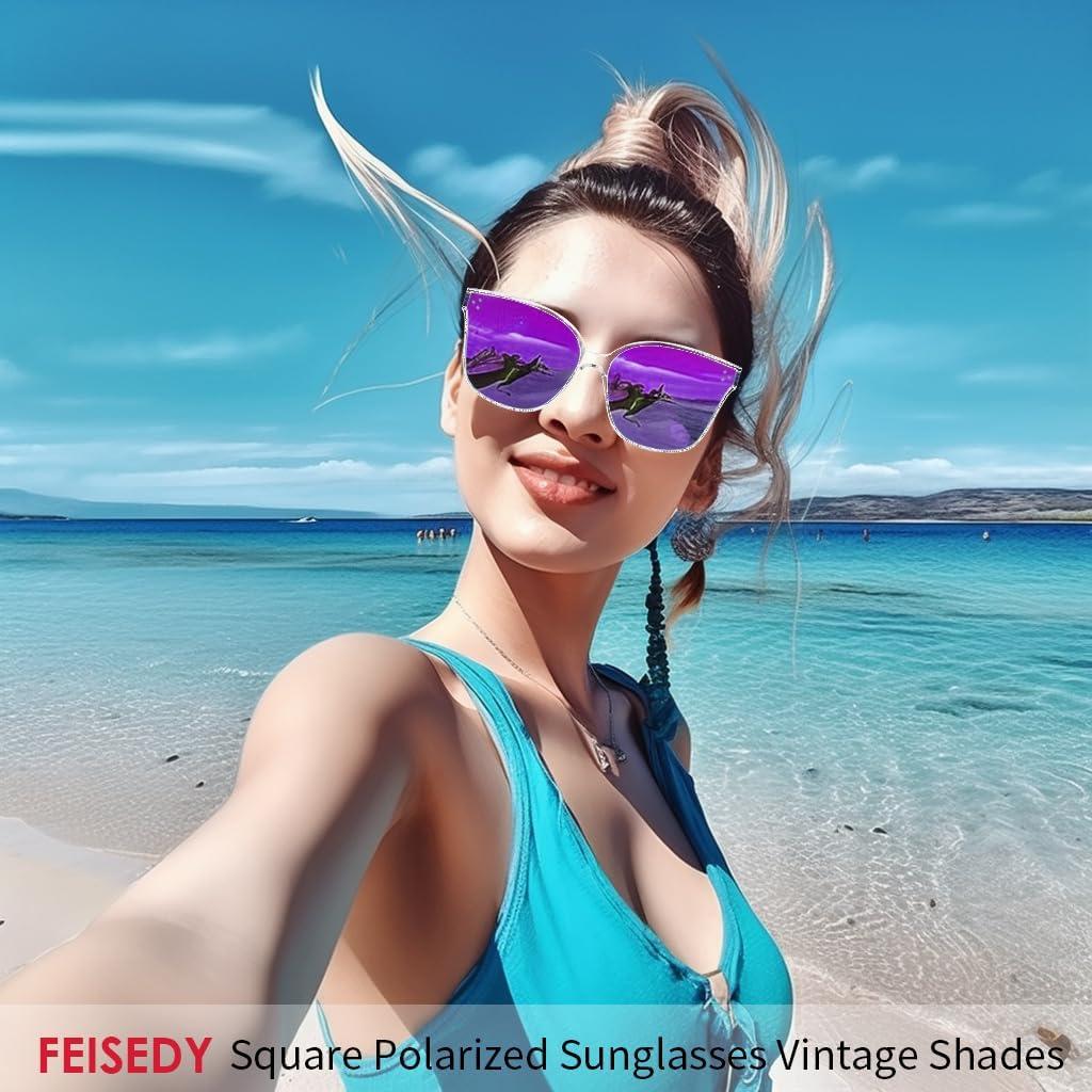 image:imageFEISEDY Oversized Polarized Sunglasses UV400 Protection Square Fashion Sun Glasses for Outdoor amp Daily B2600Transparentpurple
