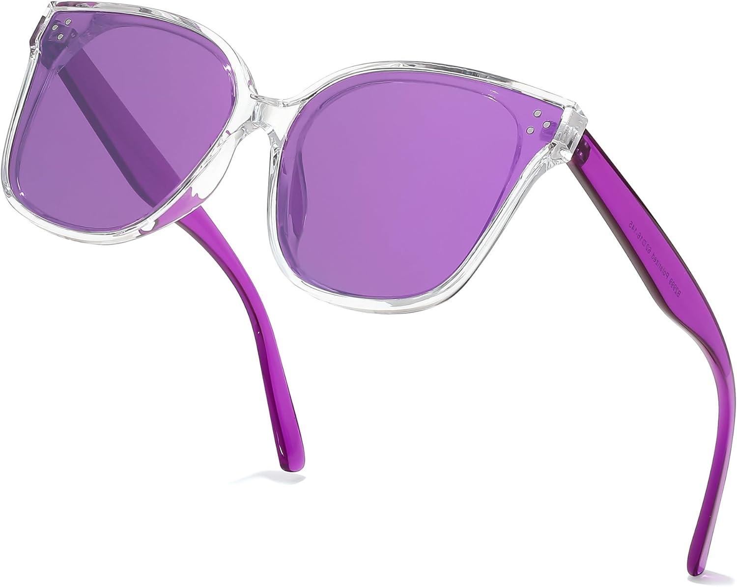 image:imageFEISEDY Oversized Polarized Sunglasses UV400 Protection Square Fashion Sun Glasses for Outdoor amp Daily B2600Transparentpurple