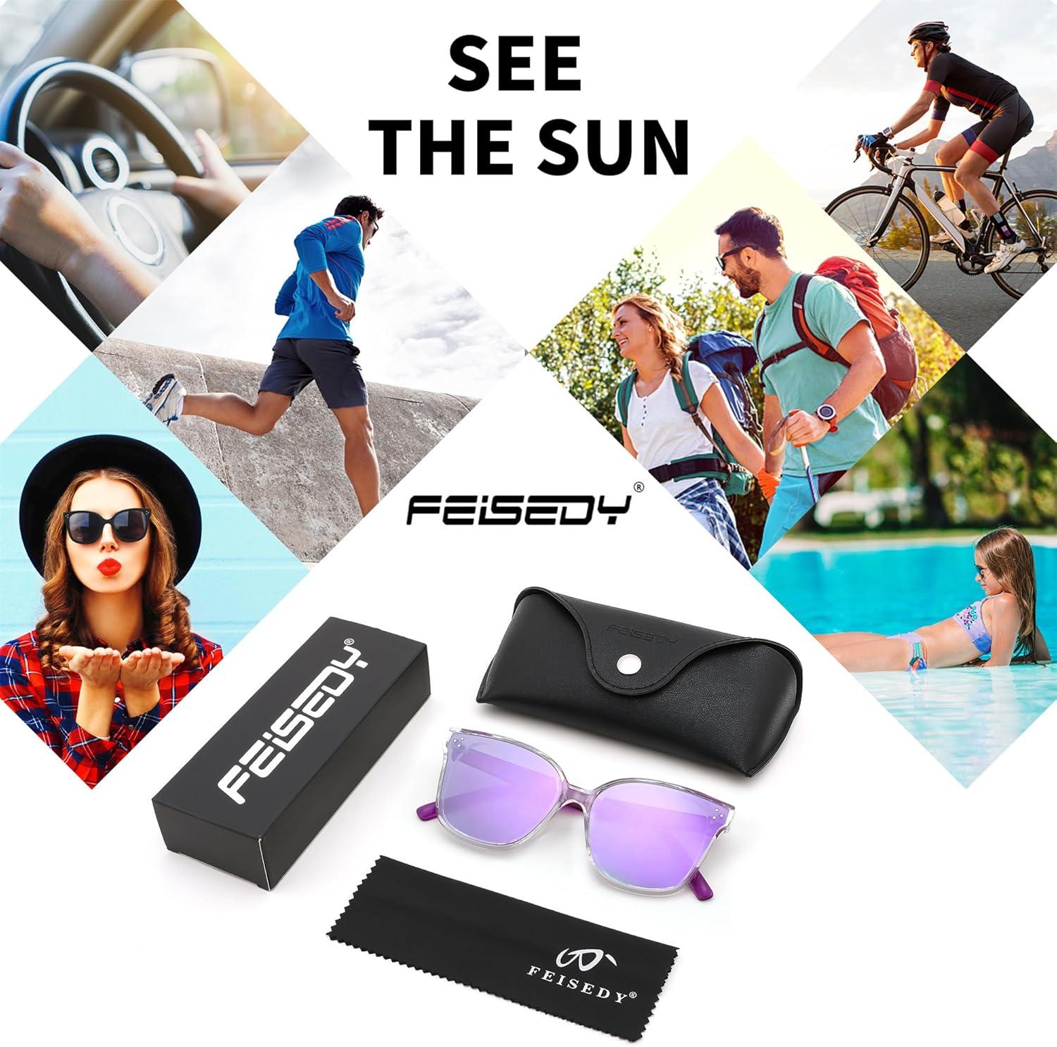 image:imageFEISEDY Oversized Polarized Sunglasses UV400 Protection Square Fashion Sun Glasses for Outdoor amp Daily B2600Transparentpurple