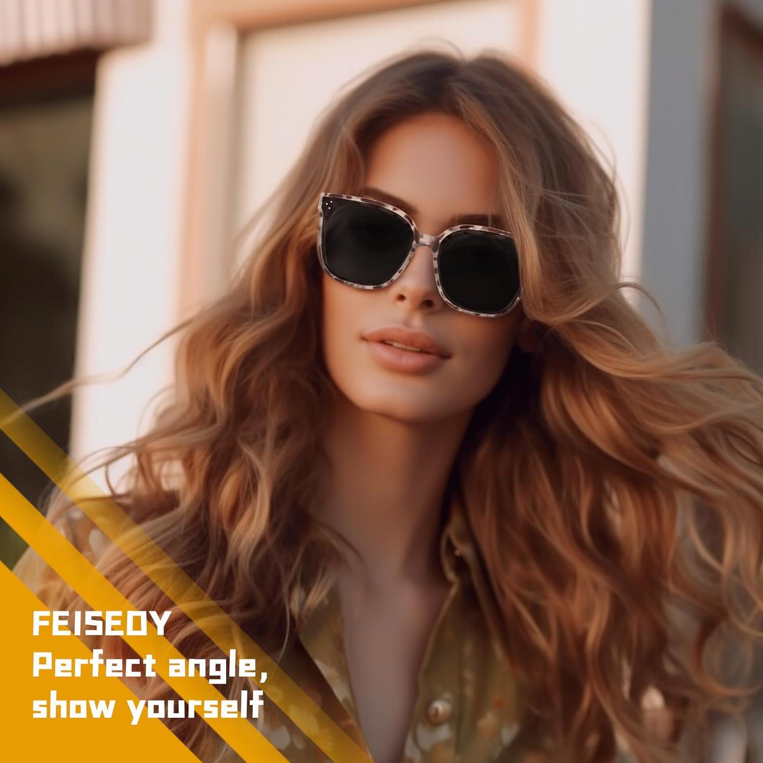 image:imageFEISEDY Oversized Polarized Sunglasses UV400 Protection Square Fashion Sun Glasses for Outdoor amp Daily B2600Z2pack Camouflage Frame Marble Frame