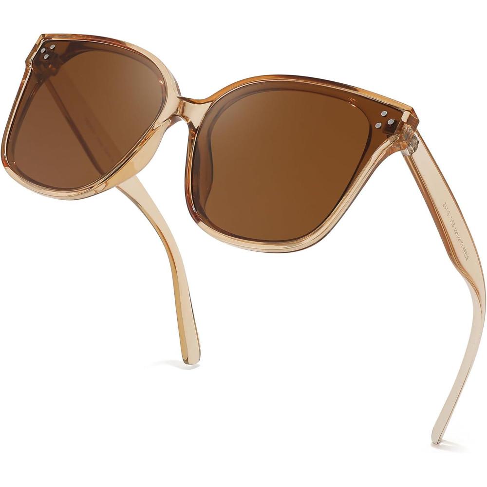 image:imageFEISEDY Oversized Polarized Sunglasses UV400 Protection Square Fashion Sun Glasses for Outdoor amp Daily B2600Champagne Crystal