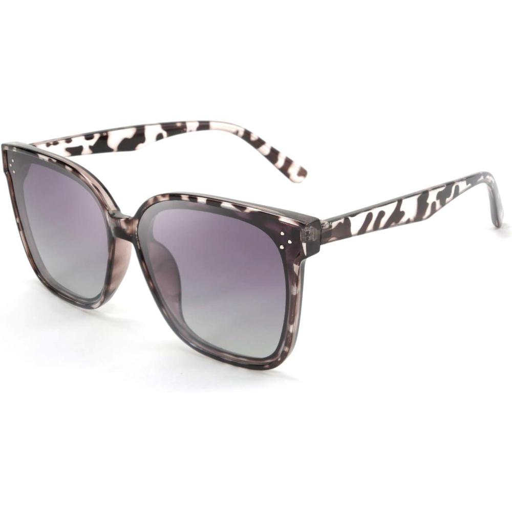 image:imageFEISEDY Oversized Polarized Sunglasses UV400 Protection Square Fashion Sun Glasses for Outdoor amp Daily B2600Clear Grey Leopard