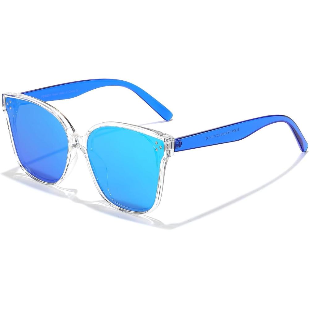 image:imageFEISEDY Oversized Polarized Sunglasses UV400 Protection Square Fashion Sun Glasses for Outdoor amp Daily B2600Transparentblue
