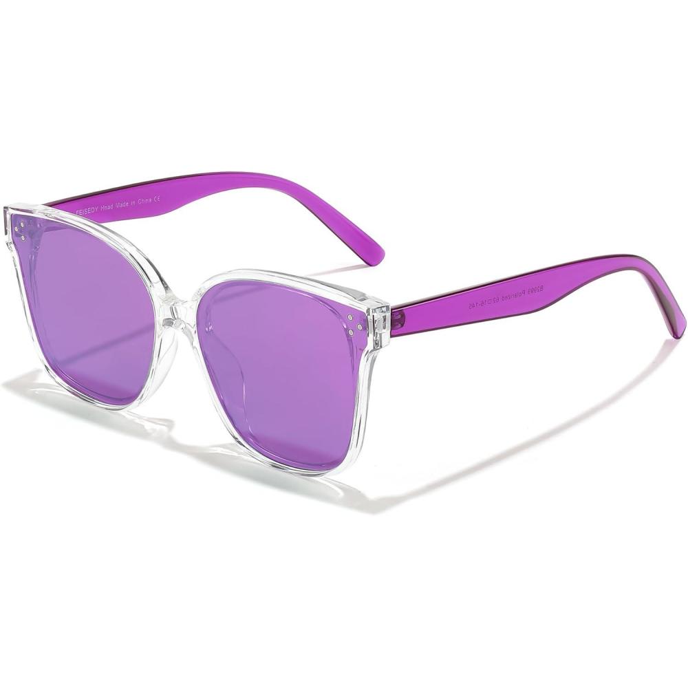 image:imageFEISEDY Oversized Polarized Sunglasses UV400 Protection Square Fashion Sun Glasses for Outdoor amp Daily B2600Transparentpurple