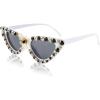 image:imageFEISEDY Women Sparkling Crystal Cat Eye Sunglasses Vintage Retro Cateye Rhinestone Disco Shades B2887006 White  Whiteblack Crystal