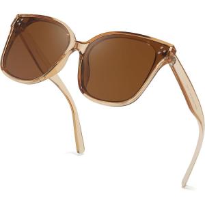 FEISEDY Oversized Polarized Sunglasses – UV400 Protection, Square Fashion Sun Glasses for Outdoor & Daily B2600(Champagne Crystal)