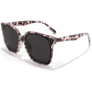 FEISEDY Oversized Polarized Sunglasses – UV400 Protection, Square Fashion Sun Glasses for Outdoor & Daily B2600(Marble Frame)