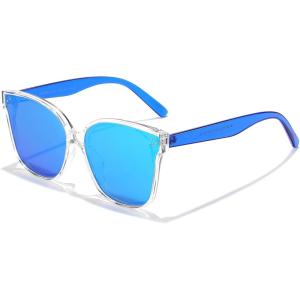 FEISEDY Oversized Polarized Sunglasses – UV400 Protection, Square Fashion Sun Glasses for Outdoor & Daily B2600(Transparent-blue)