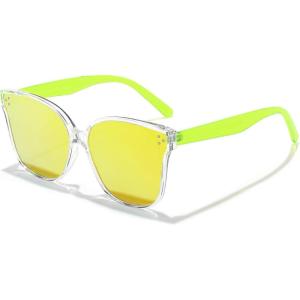 FEISEDY Oversized Polarized Sunglasses – UV400 Protection, Square Fashion Sun Glasses for Outdoor & Daily B2600(Transparent-yellow)