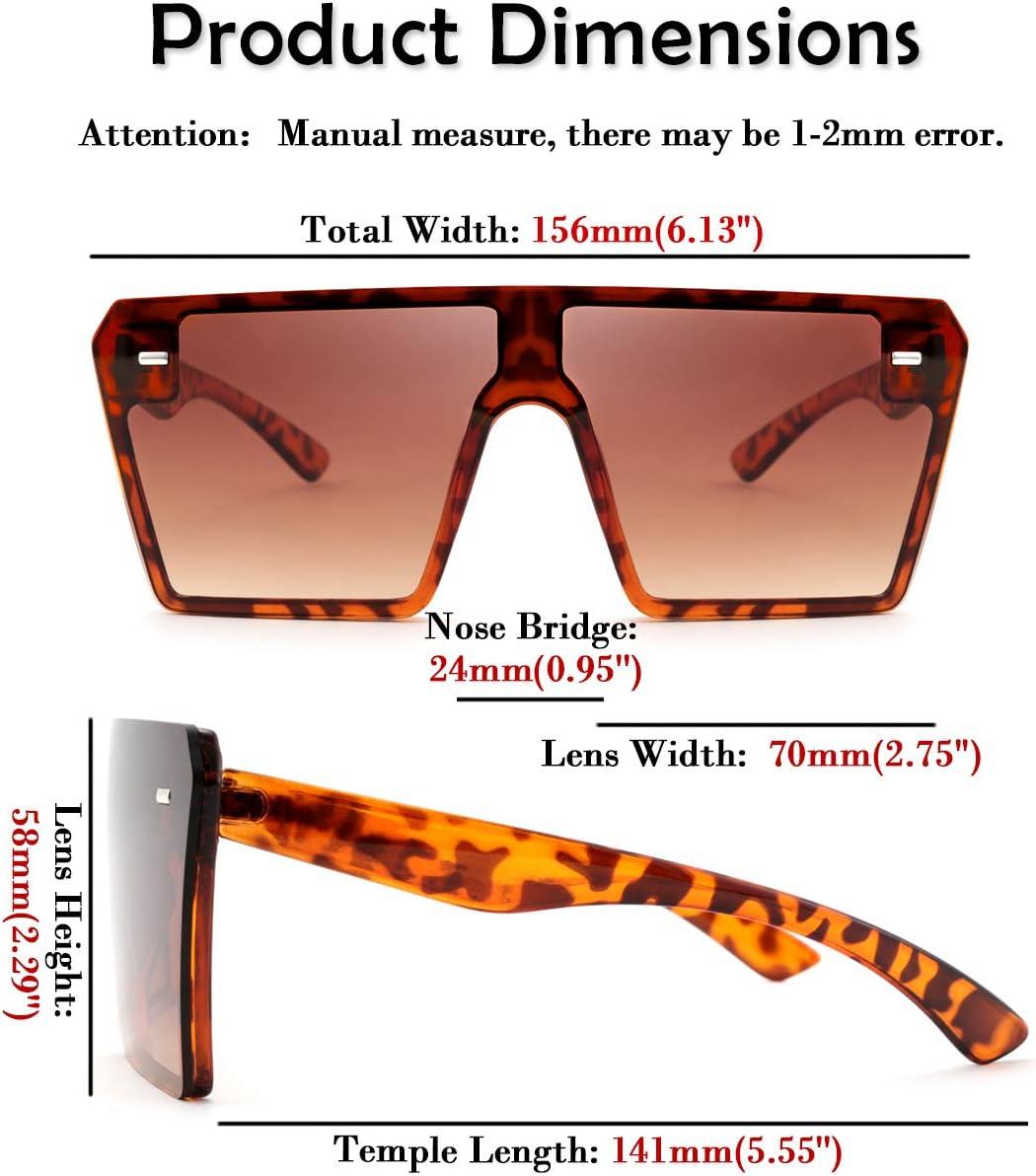 image:imageFEISEDY Fashion Oversized Rimless Square Sunglasses Women Men Retro Big Flat Top Shield Shades B2636Leopard