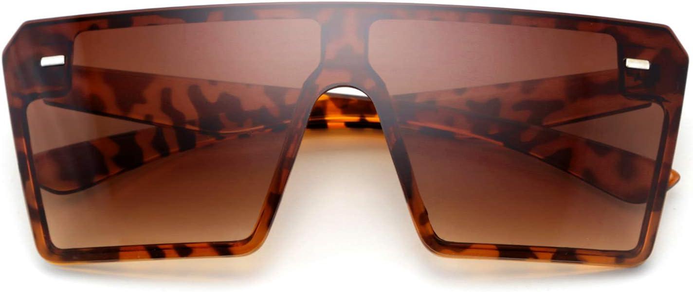 image:imageFEISEDY Fashion Oversized Rimless Square Sunglasses Women Men Retro Big Flat Top Shield Shades B2636Leopard