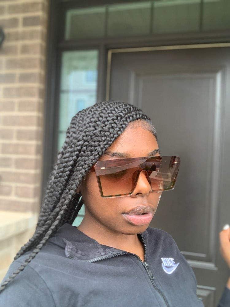 image:imageFEISEDY Fashion Oversized Rimless Square Sunglasses Women Men Retro Big Flat Top Shield Shades B2636Leopard