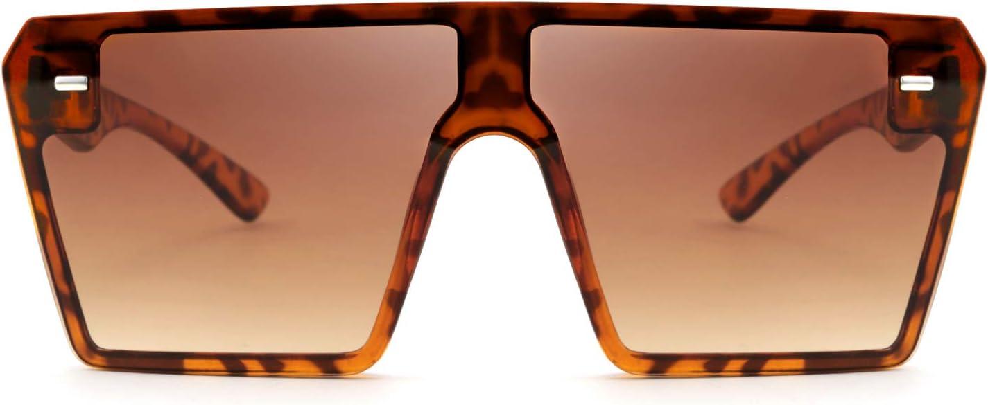 image:imageFEISEDY Fashion Oversized Rimless Square Sunglasses Women Men Retro Big Flat Top Shield Shades B2636Leopard