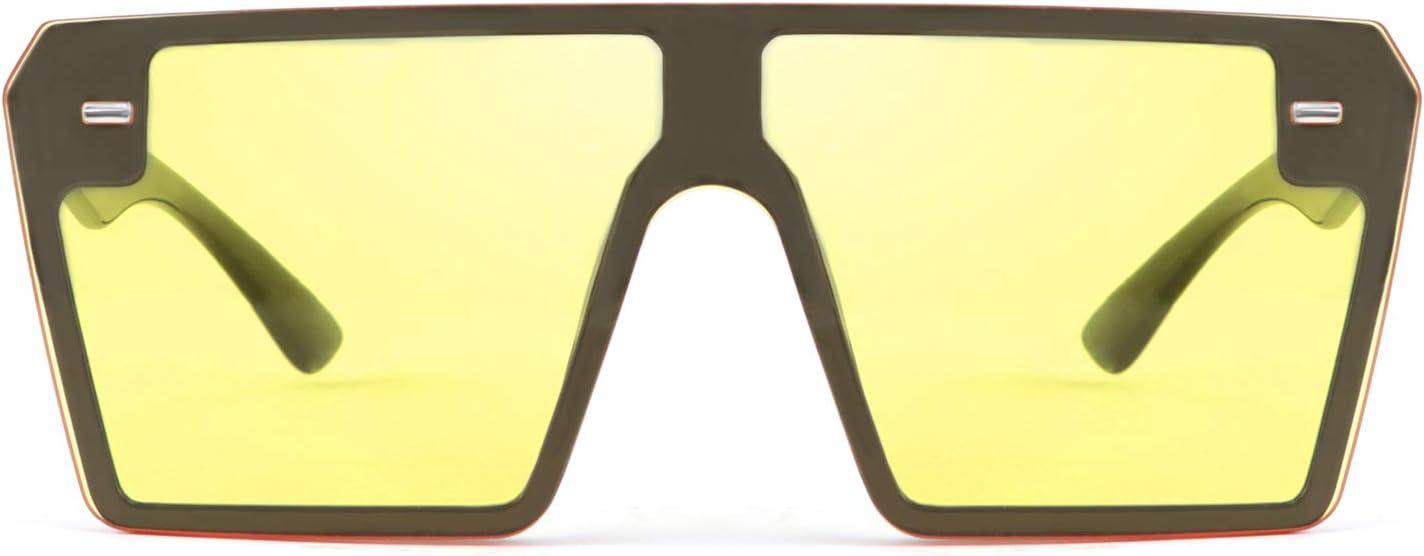 image:imageFEISEDY Fashion Oversized Rimless Square Sunglasses Women Men Retro Big Flat Top Shield Shades B2636Yellow