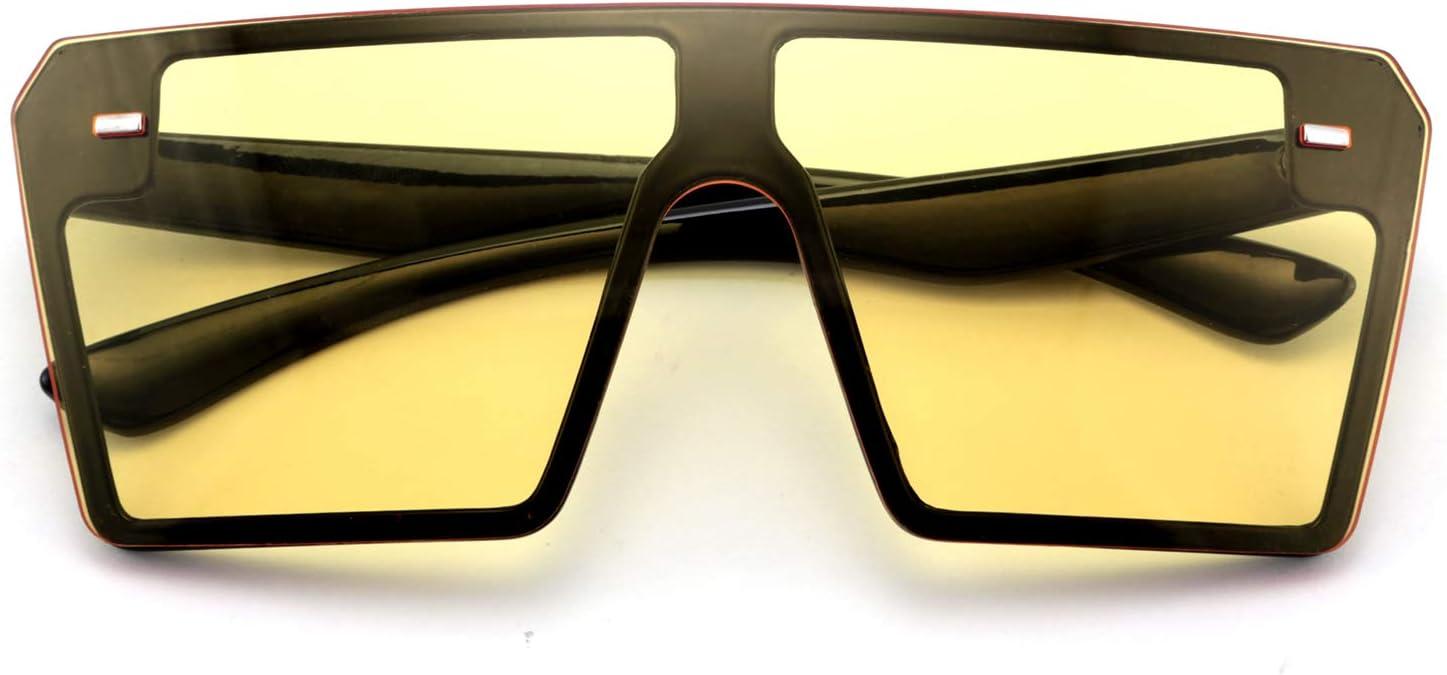 image:imageFEISEDY Fashion Oversized Rimless Square Sunglasses Women Men Retro Big Flat Top Shield Shades B2636Yellow