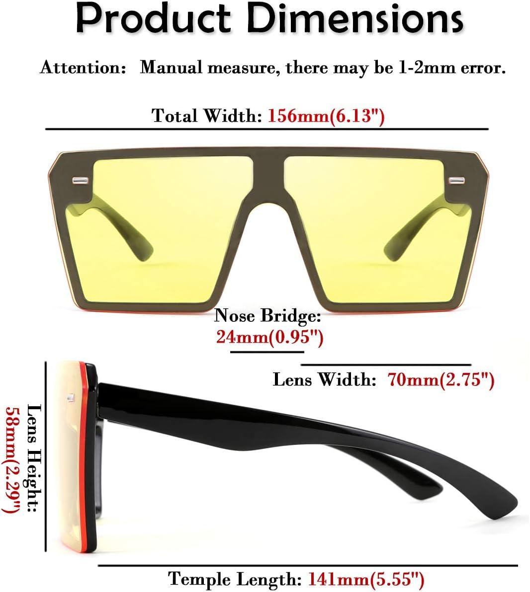 image:imageFEISEDY Fashion Oversized Rimless Square Sunglasses Women Men Retro Big Flat Top Shield Shades B2636Yellow