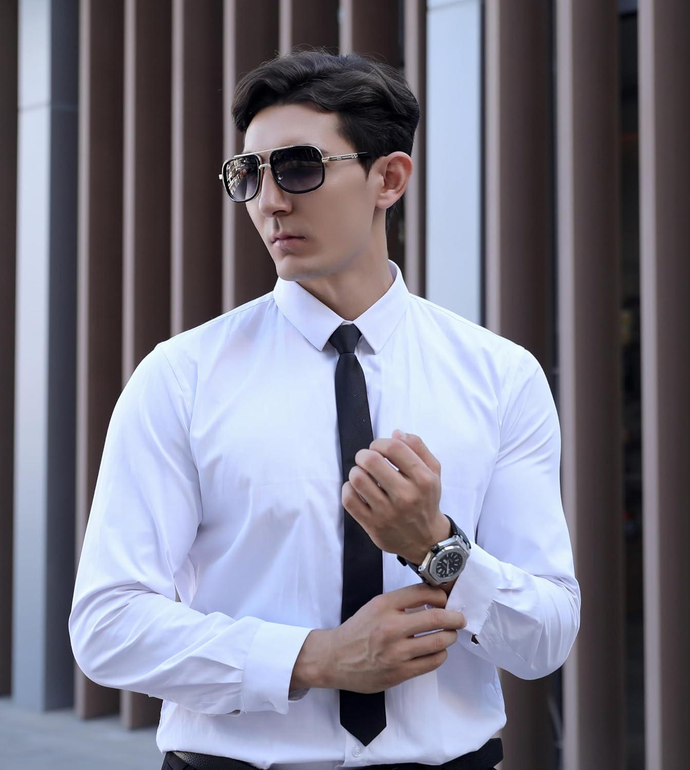 image:imageFEISEDY Retro Trendy Aviator Sunglasses Women Men Classic Vintage Square Sunglasses 70s Large Metal Shades B2321002 Gold FrameGradient Gray Lens