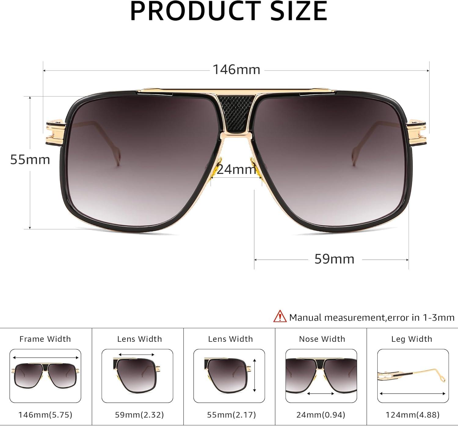 image:imageFEISEDY Sunglasses Mens Oversized Retro Metal Steampunk Shades Sunnies Fishing Driving B0272Gold Framed and Grey Lens