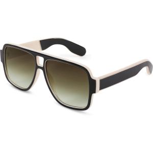 FEISEDY Retro 70s Oversized Pilot Sunglasses Women Men Plastic Vintage Square Frame B2954(Black White)