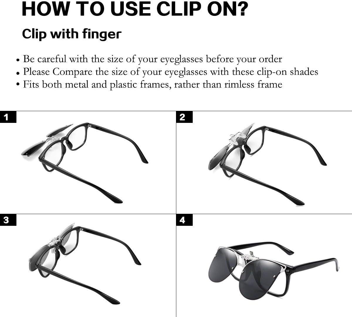 image:imageFEISEDY Clip On Polarized Sunglasses Cat Eye Flip for Eyewear Glasses B2436Yellow
