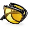 image:imageFEISEDY Oversized Square Foldable Sunglasses Easy Carry Folding Ultralight with Glasses Case UV Protection B2955Black Frame  Yellow Lens